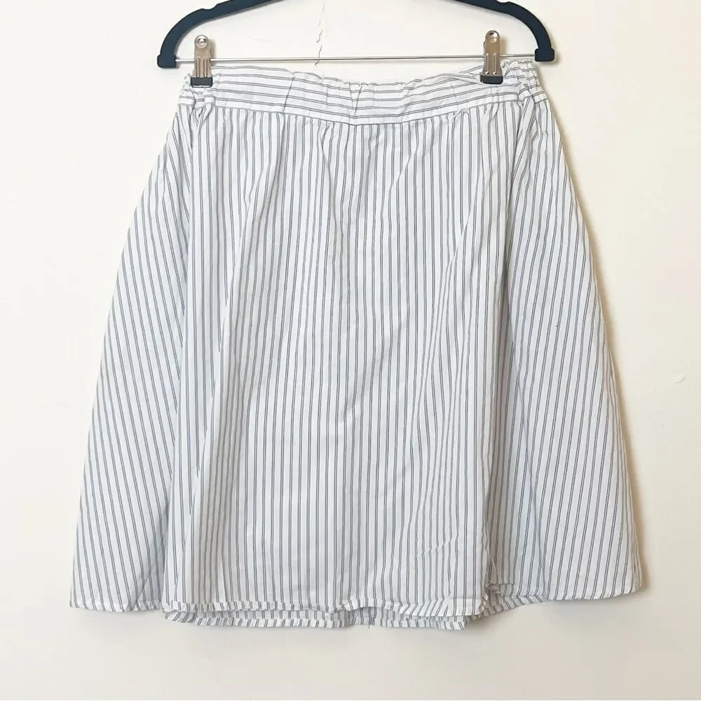 Philosophy Striped Faux Button-Down A-Line Skirt, Size Large